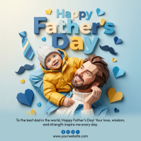 蓝色 Father's Day Pos Instagram Template
