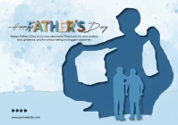 Blue Illustrative Father's Day Postcard Video Pocztówka template