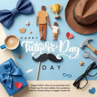 Blue Illustrative Father's Day Square Video Quadrado (1:1) template