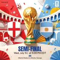 Blue Illustrative FIFA World Cup Semi-Final Match Day Persegi (1:1) template