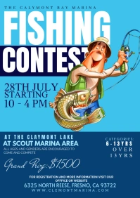 Blue Illustrative Fishing A3 template