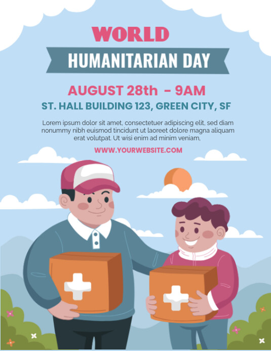 Blue Illustrative Flat-vertical-poster-template-world-humanitarian-day Flyer (us Letter) Pamflet (VSA Brief)
