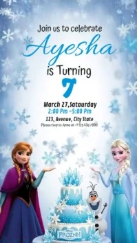 Blue Illustrative Frozen Birthday Invitation Instagram Story template