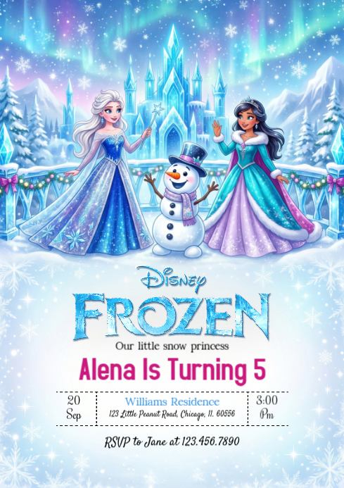 Frozen-themed Birthday Invitation Template | PosterMyWall