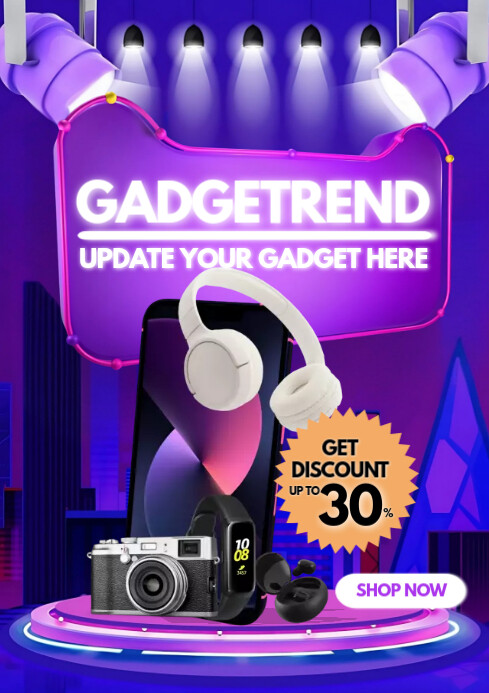 Blue Illustrative Gadget Sale Flyer A4 template