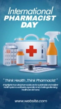 Blue Illustrative Global Pharmacy Day Instagram Story template