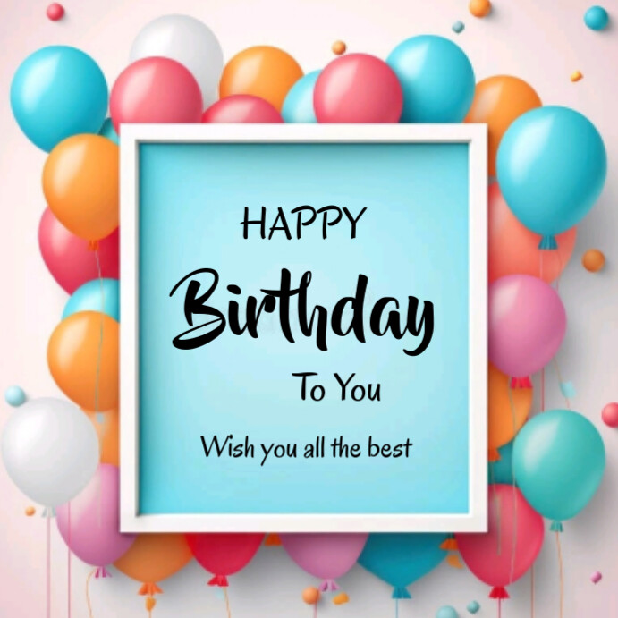 Blue Illustrative Happy Birthday To You Instagram Post Template ...
