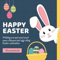 Blue Illustrative Happy Easter Greeting Instagram Post template