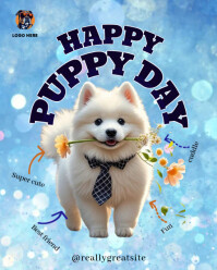 Blue Illustrative Happy Puppy Day Instagram Portrait template