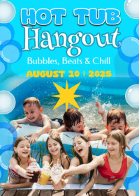 Blue Illustrative Hot Tub Hangout  A1 template