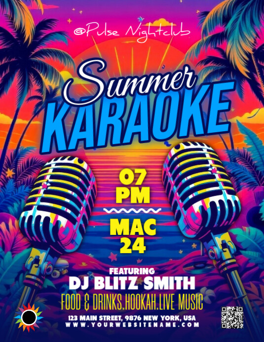 Blue Illustrative Karaoke Flyer (us Letter) template
