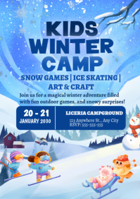 Blue Illustrative Kids Winter Camp A4 template