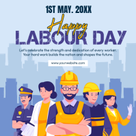 Blue Illustrative Labour Day Celebration Instagram Post Wpis na Instagrama template