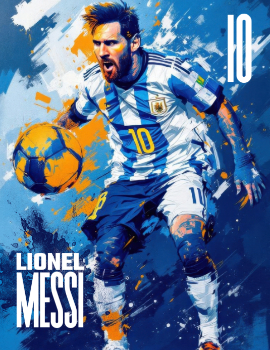 Blue Illustrative Lionel Messi Flyer Template | PosterMyWall