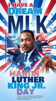 Blue Illustrative Martin Luther King Jr Instagram Story template