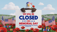 Blue Illustrative Memorial Day Closure Digital Display template