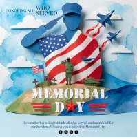Blue Illustrative Memorial Day Instagram Post Video Wpis na Instagrama template