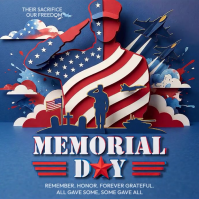 Blue Illustrative Memorial Day Square Video Cuadrado (1:1) template