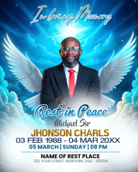 Blue Illustrative Memorial Service Instagram Portrait template