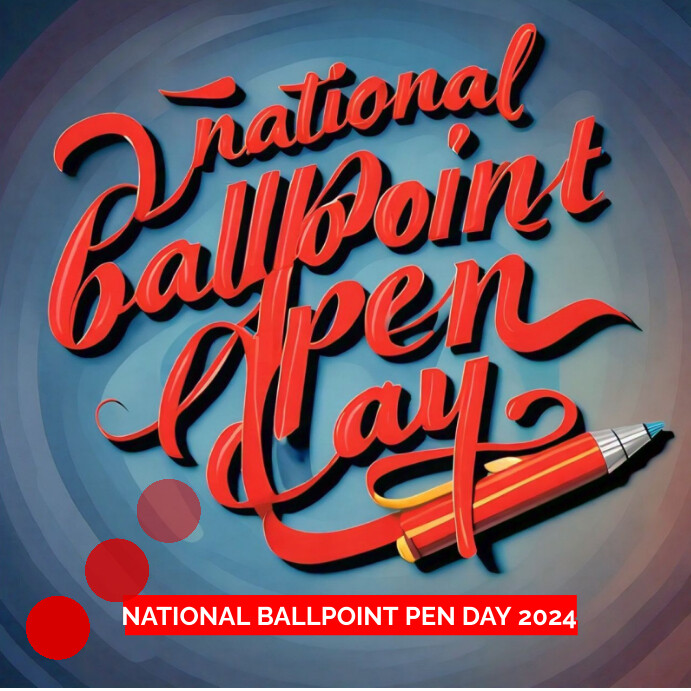 Blue Illustrative National Ballpoint Pen Day Template | PosterMyWall