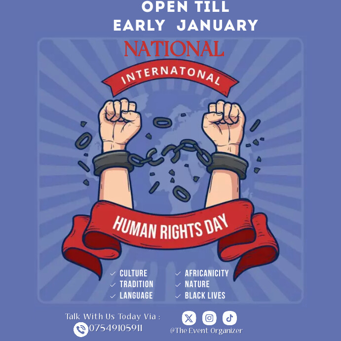 Blue Illustrative National Human Rights Day Template | PosterMyWall