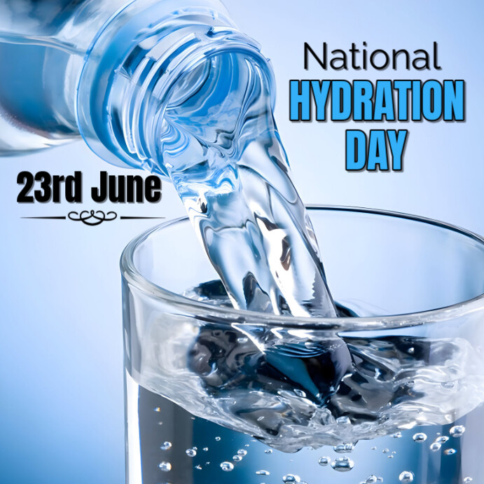 Blue Illustrative National Hydration Day Instagram Post template