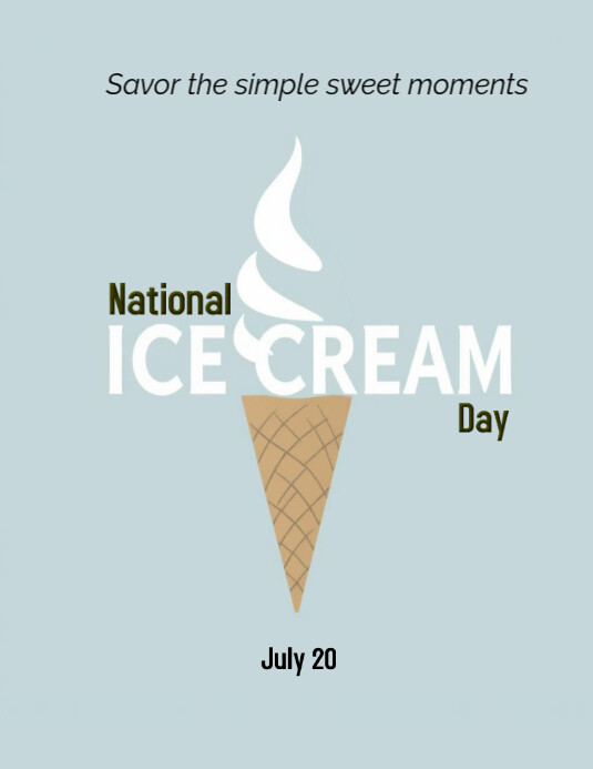 Blue Illustrative National Ice Cream Day  Flyer (us Letter) Pamflet (VSA Brief) template