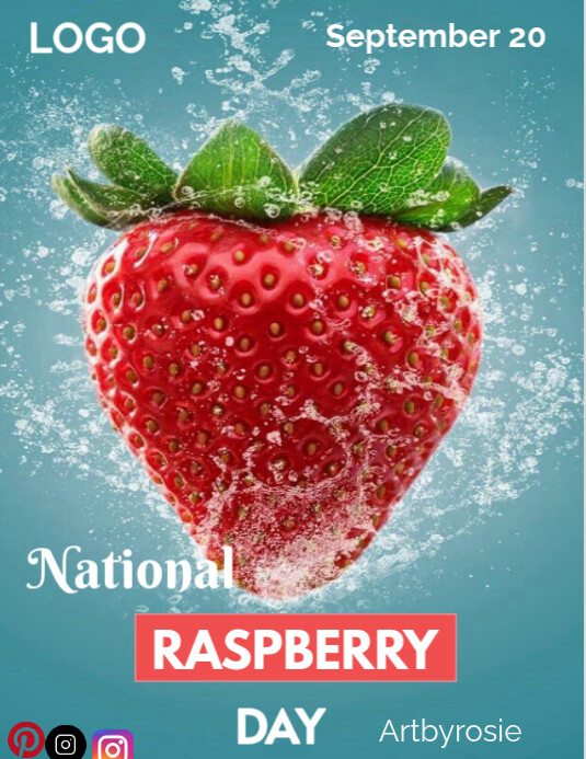 Blue Illustrative National Raspberry Day Temp Template | PosterMyWall