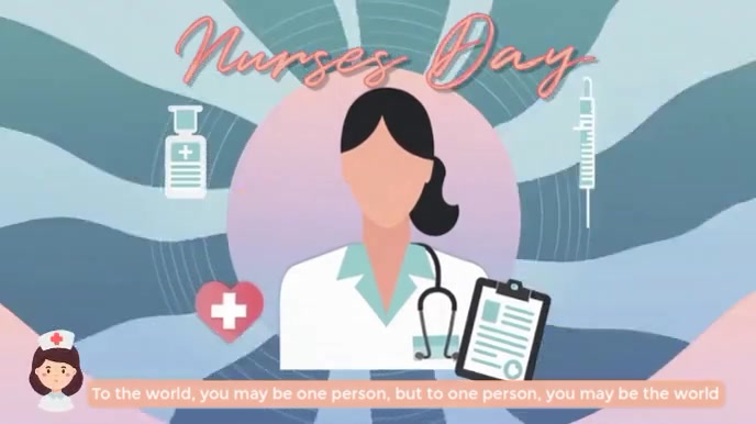 Blue Illustrative Nurses Day Digital Display (16:9) Template | PosterMyWall