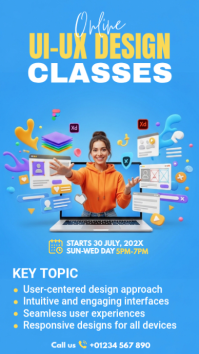 Blue Illustrative Online Ui/ux Design Course Instagram Story template