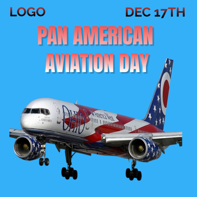 Blue Illustrative Pan American Aviation Day Celebration Instagram Post ...