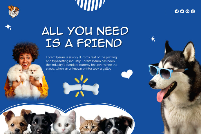 Blue Illustrative Pet Adoption Template Poste Poster