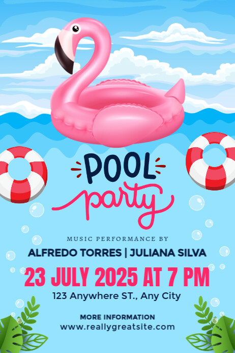 Blue Illustrative Pool Party Poster Iphosta template