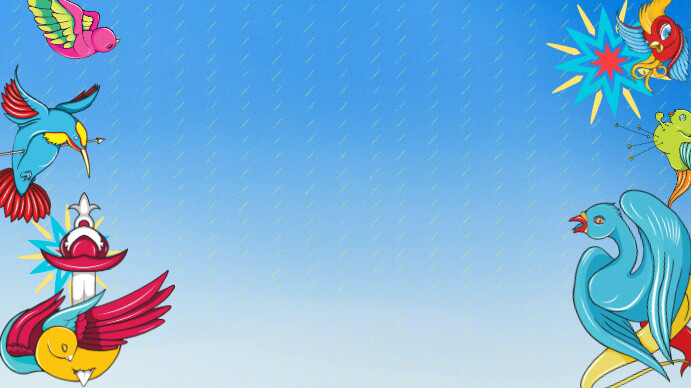 Blue Illustrative Powerpoint Mythology Cupid Birds Background Presentation (16:9) template