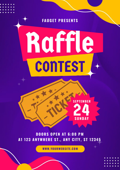 Blue Illustrative Raffle Contest A4 Template | PosterMyWall