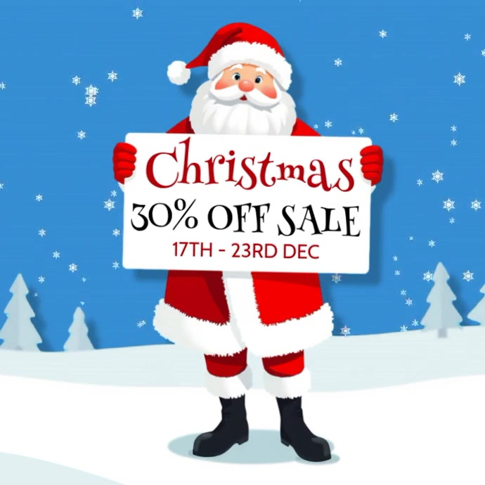 Blue Illustrative Santa Holding A Sign Instagram Post Template ...