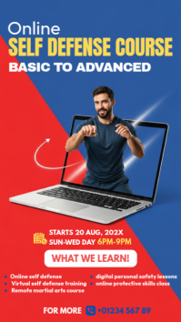 Blue Illustrative Self Defense Course Instagram Story template