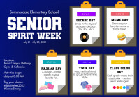 Blue Illustrative Senior Spirit Week A4 template