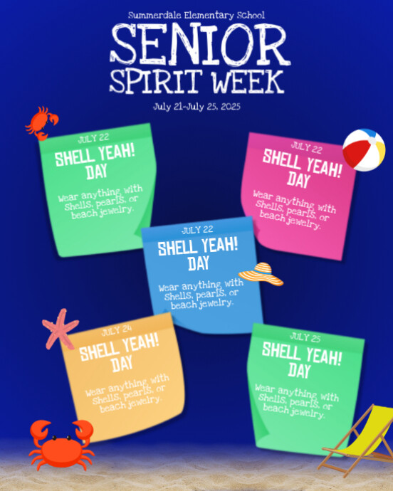 Blue Illustrative Senior Spirit Week Poster Template | PosterMyWall