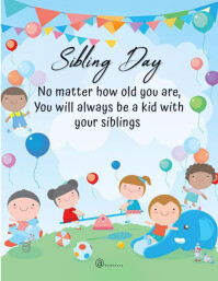 Blu Blue Illustrative Sibling Day  Flyer (us Letter) ใบปลิว Template