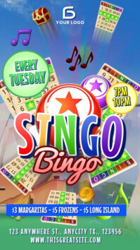 Blue Illustrative Singo Bingo Party Event Instagram Story template
