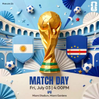 Blue Illustrative Soccer Match Day Argentina vs Cabo Verde Quadrat (1:1) template