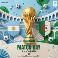 Blue Illustrative Soccer Match Day Instagram Post Video template