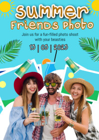 Blue Illustrative Summer Friends Photo A1 template
