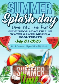 Blue Illustrative Summer Splash Day A2 template