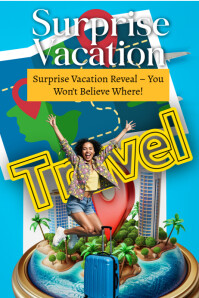 Blue Illustrative Surprise Vacation Travel Poster template