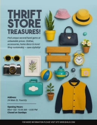 Blue Illustrative Thrift Store  Flyer (us Letter) template