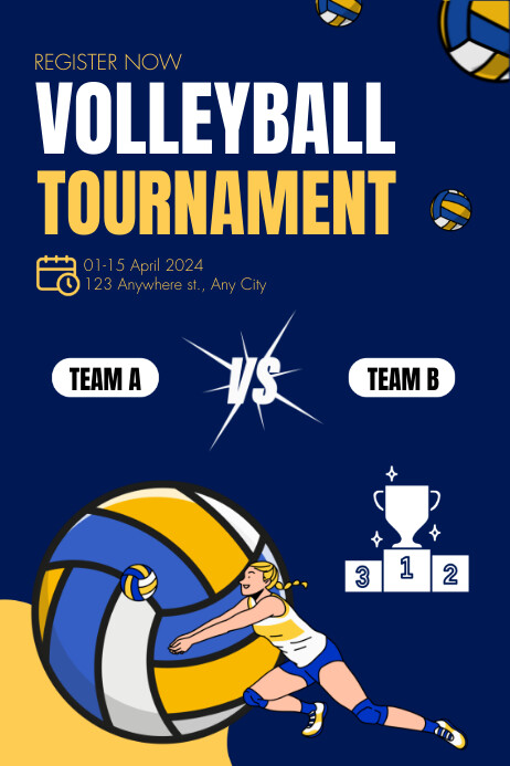 Plantilla de Blue Illustrative Volleyball Tournament Poste | PosterMyWall