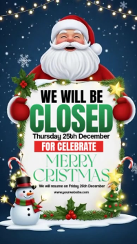 Blue Illustrative We Will Be Closed On Christmas Instagram Story template