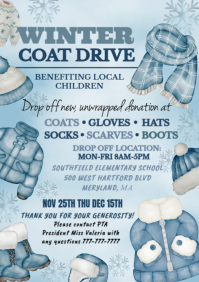 Blue Illustrative Winter Coat Drive  A4 template